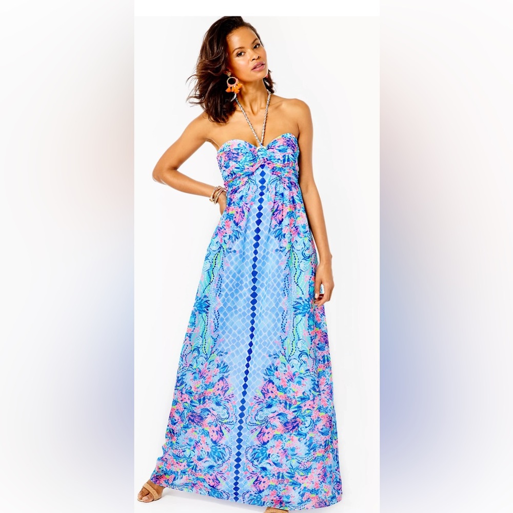 NWT Lilly Pulitzer Vivi Maxi Dress multi hidden treasure engine💞 size 2